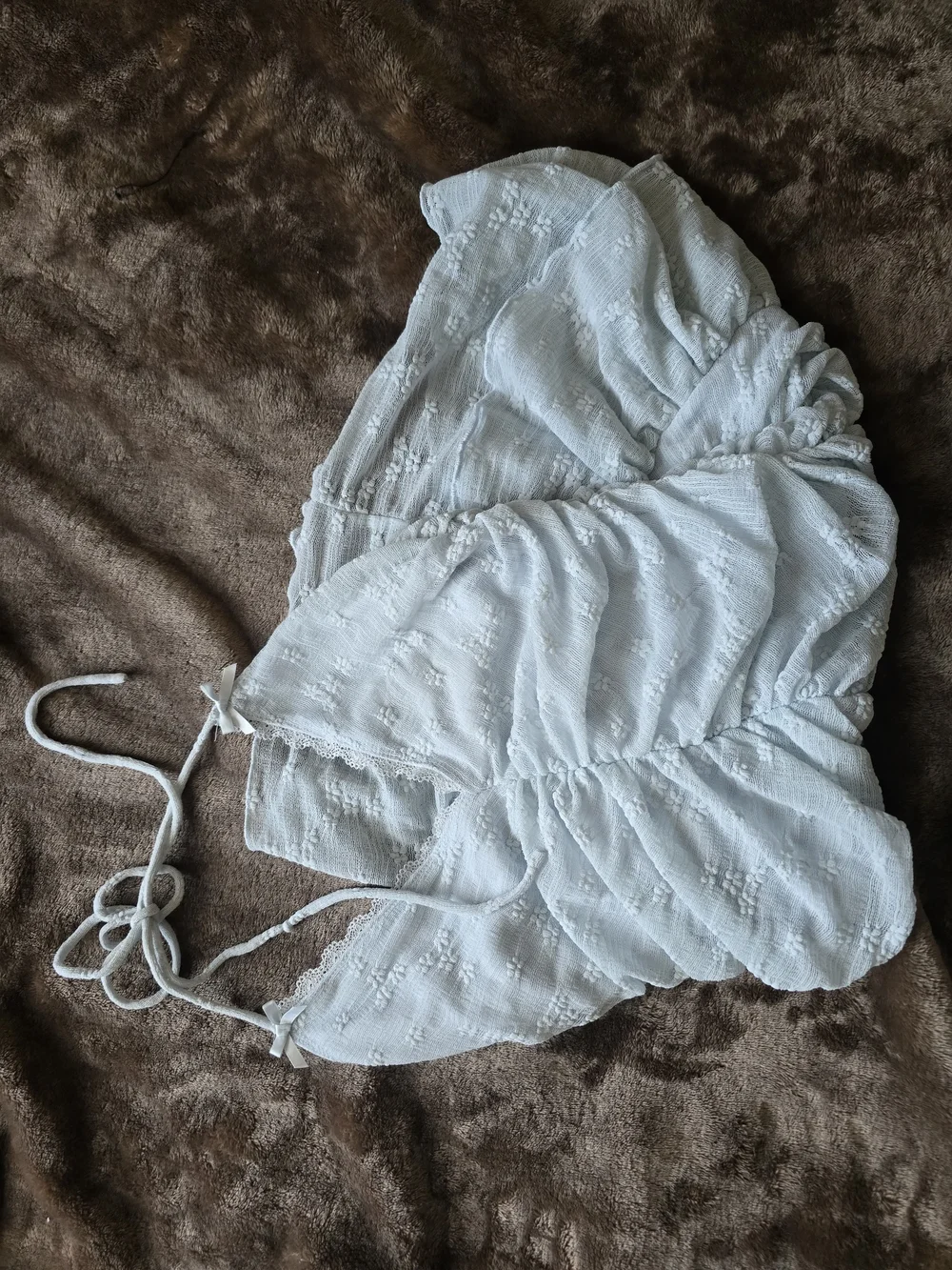 Light Blue Halter Ruffle Mini Dress